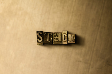 STACK - close-up of grungy vintage typeset word on metal backdrop. Royalty free stock illustration.  Can be used for online banner ads and direct mail.