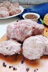 Raw meatballs with spices