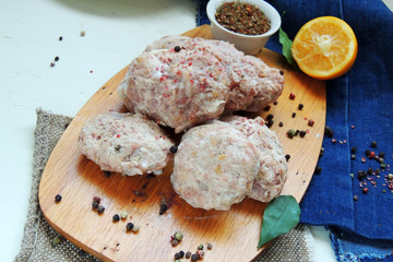 Raw meatballs with spices