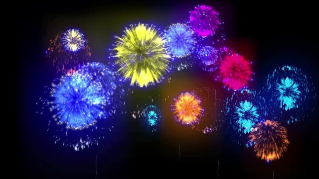 4K firework background. colorful fireckrackers at holiday night. different animation. version 1.