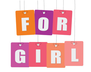 Obraz na płótnie Canvas Cardboard hanging - vector colorful. Tags - for girl.