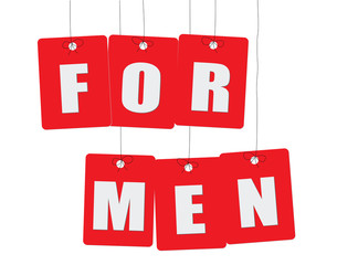 Cardboard hanging - vector colorful. Tags - for men.