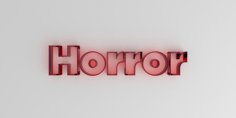 Horror - Red glass text on white background - 3D rendered royalty free stock image.
