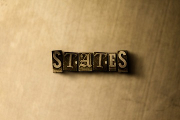STATES - close-up of grungy vintage typeset word on metal backdrop. Royalty free stock illustration.  Can be used for online banner ads and direct mail.