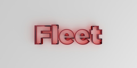 Fleet - Red glass text on white background - 3D rendered royalty free stock image.