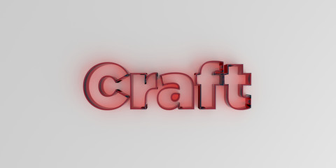 Craft - Red glass text on white background - 3D rendered royalty free stock image.