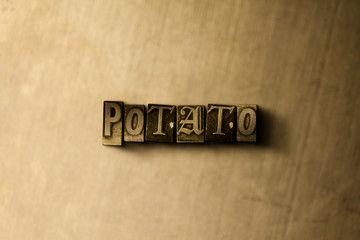 POTATO - close-up of grungy vintage typeset word on metal backdrop. Royalty free stock illustration.  Can be used for online banner ads and direct mail.