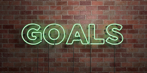 Obraz premium GOALS - fluorescent Neon tube Sign on brickwork - Front view - 3D rendered royalty free stock picture. Can be used for online banner ads and direct mailers..