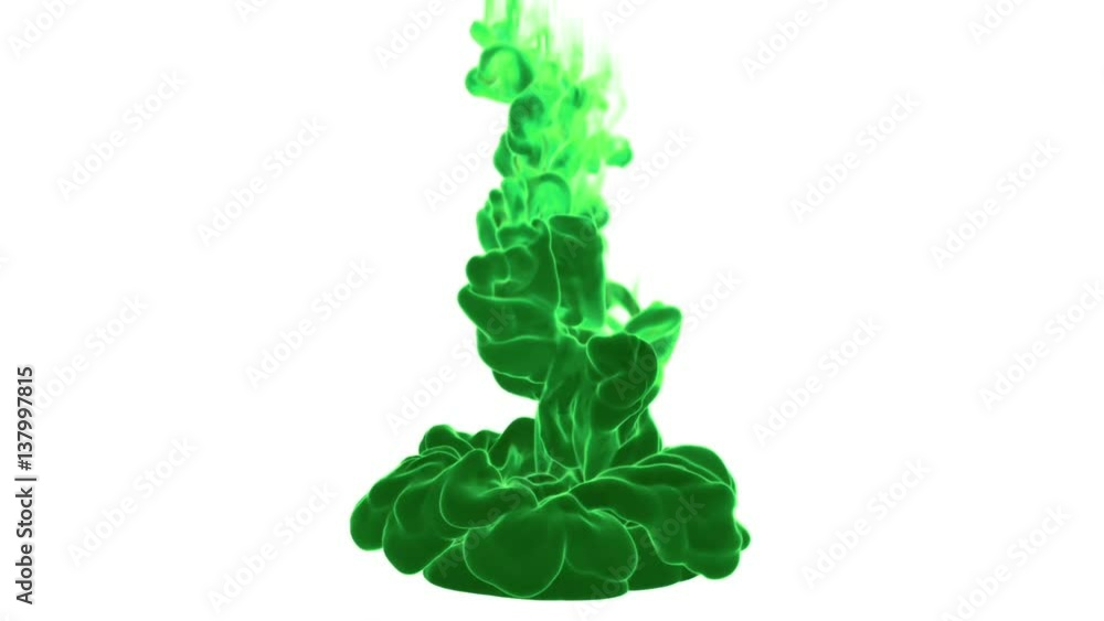 Poster abstract background of dissolve green watercolor in water or smoke in air for effects and compositin