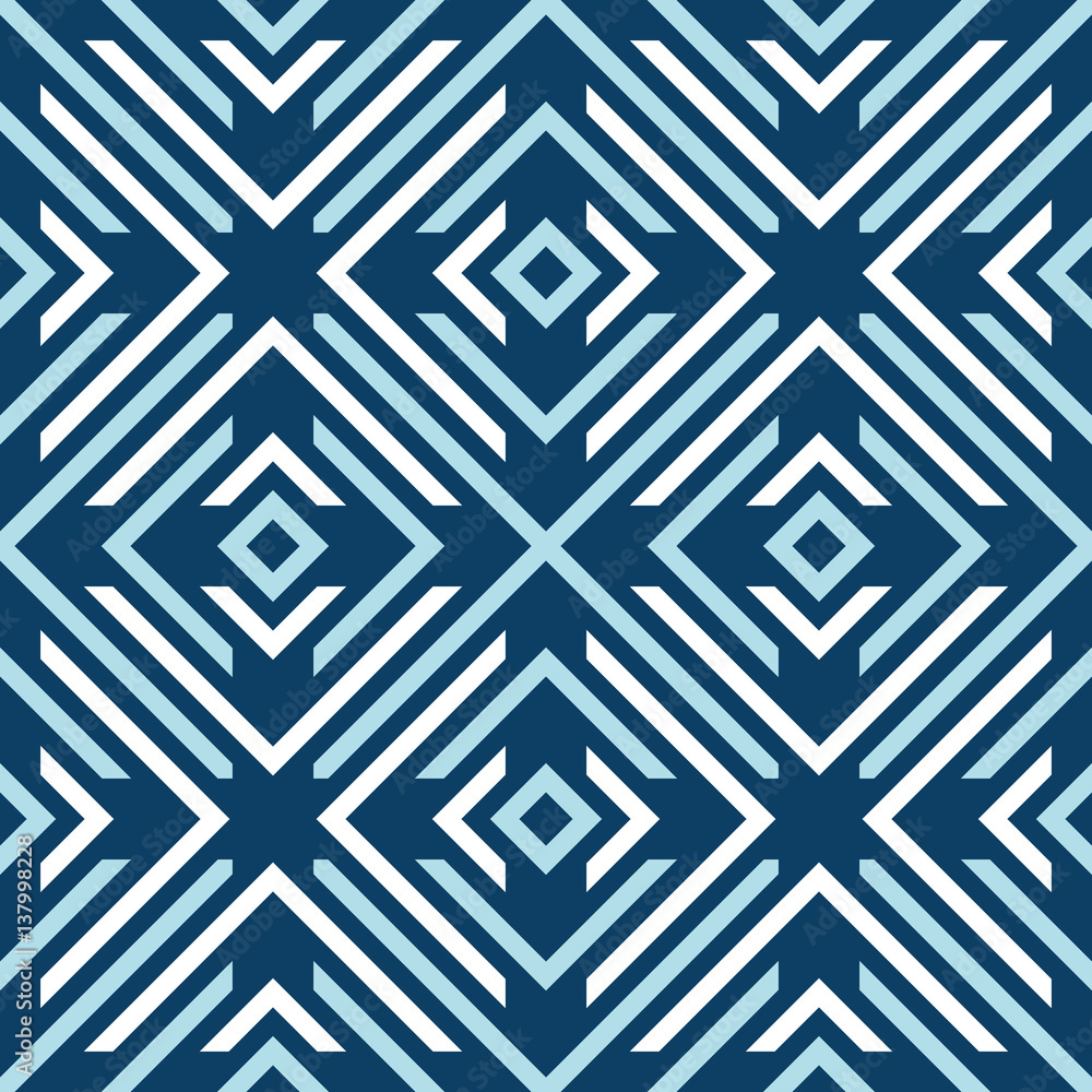 Poster abstract seamless pattern with shapes on a blue background.