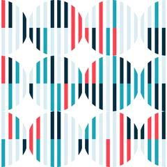 Foto op Plexiglas Kleurrijk Abstracte naadloze patroon met kleurrijke figuren op witte achtergrond.