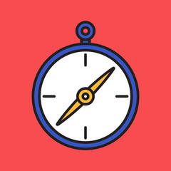 Simple nautical compass flat line vector style