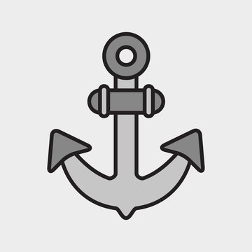 Boat nautical anchor flat vector illustration 
