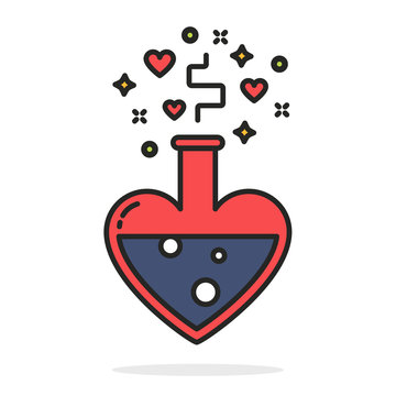 Heart potion valentine's day line vector isolated