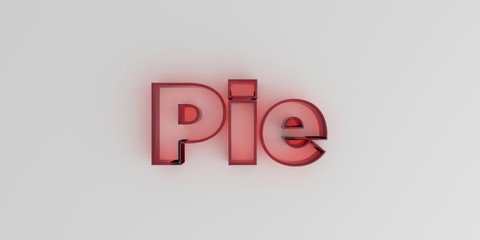 Pie - Red glass text on white background - 3D rendered royalty free stock image.