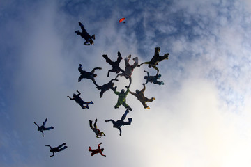 Naklejka na ściany i meble Formation of skydivers