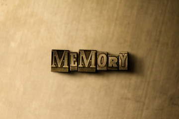 MEMORY - close-up of grungy vintage typeset word on metal backdrop. Royalty free stock illustration.  Can be used for online banner ads and direct mail.