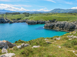 Scenic coastline at Cabo de Mar, between Llanes and Ribadesella, Asturias, northern Spain