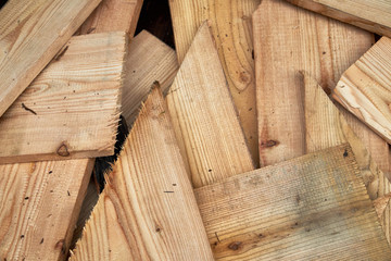 Texture background of wood chips and boards