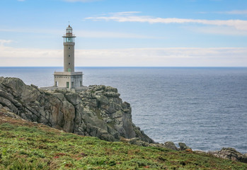 Fototapeta na wymiar Punta Nariga lighthouse near Malpica de Bergantinos, A Coruna Province, Galicia