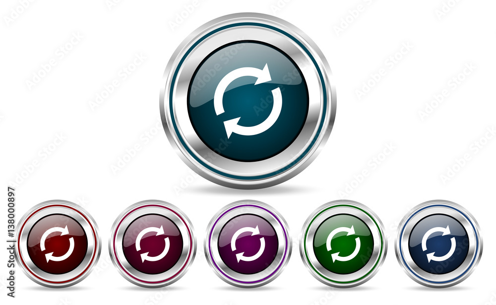 Poster Reload silver metallic web and mobile phone set of vector icons isolated on white background in eps 10.