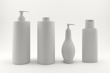 Cosmetics cream bottle, shampoo, shower gel, soap, balm. Cosmetic bottle isolated on white background. 3D render