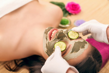 Obraz na płótnie Canvas Body care. Spa body massage treatment. The girl relaxes in the spa salon