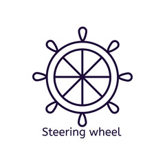 Vector icon of steering wheel on a white background.