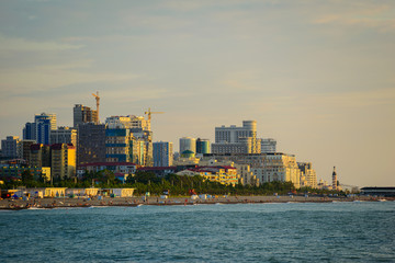 Obraz premium BATUMI, ADJARA, GEORGIA - JULY 1: Modern buildings on July 1, 2016 in Batumi. Amazing view from the Black sea.
