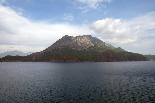 Adrasan Harbor and Moses Mountain (Musa Dagi) in Kumluca, Antalya