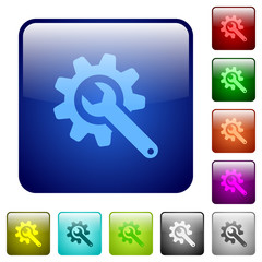 Wrench with cogwheel color square buttons