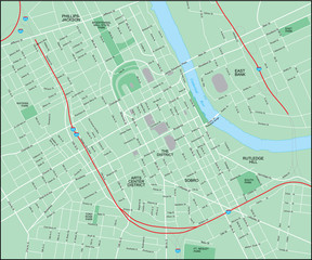 Nashville City Map with Streets