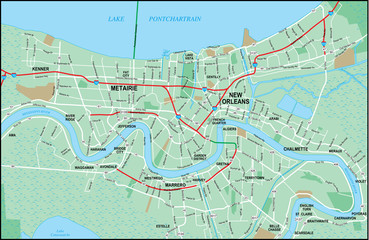 New Orleans Metro Map with Major Roads