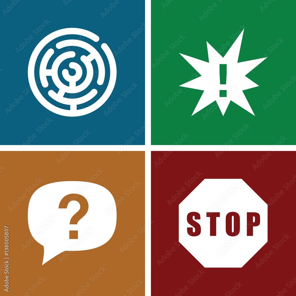 Poster set of 4 problem filled icons