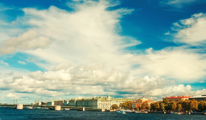 Fototapeta na wymiar View of Neva river in St.Petersburg, Russia