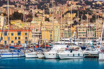 Fototapeta na wymiar Genoa Seaport and Cityscape
