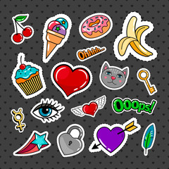 Sweet quirky badges set