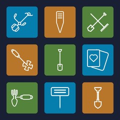 Set of 9 spade outline icons