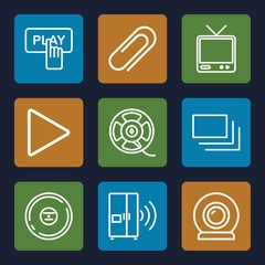 Set of 9 video outline icons