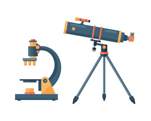 Telescope for astronomy science space discovery instrument vector illustration.