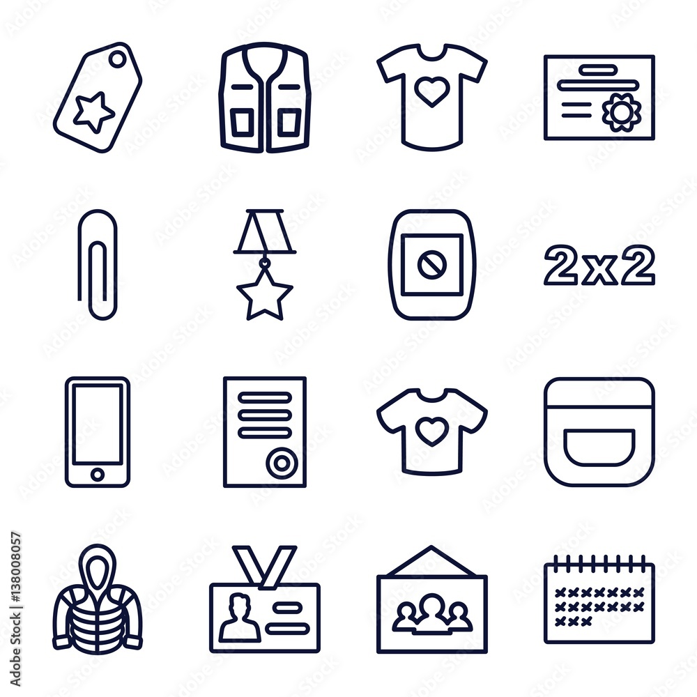 Poster Set of 16 blank outline icons