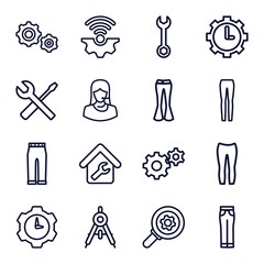 Set of 16 technical outline icons