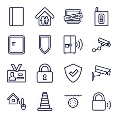 Set of 16 security outline icons