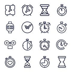 Set of 16 timer outline icons
