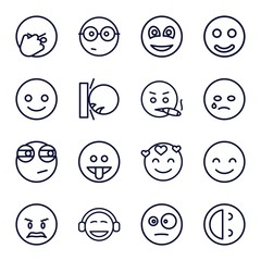 Set of 16 emotion outline icons