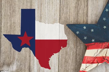 Fotobehang Map of Texas with the Texas Flag colors © Karen Roach