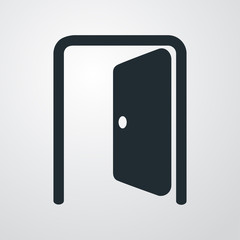 Icono plano puerta abierta en fondo degradado