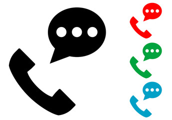 Icono plano telefono con sms varios colores