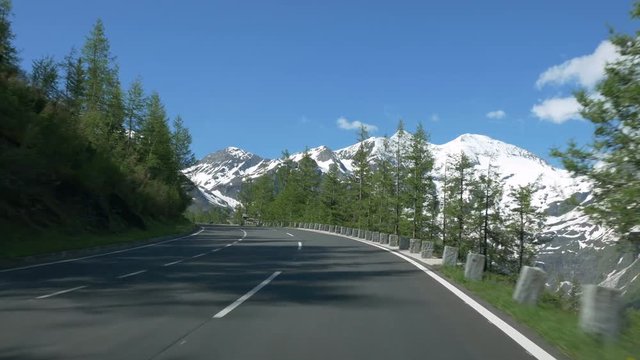 Vehicle shot on Grossglockner Hochalpenstrasse (High Alpine Road) in Salzburgland, Austria.