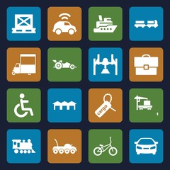 Set of 16 transportation filled icons